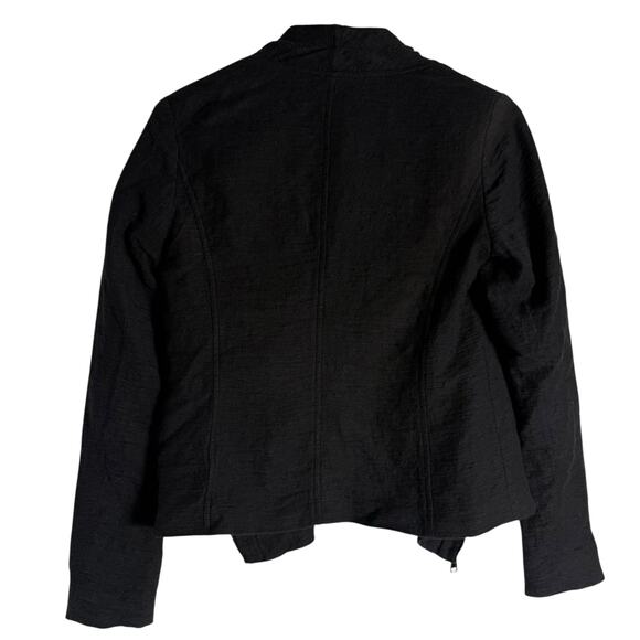 VINCE Stretch Frise Asymmetrical Zip Black Blazer Jacket Size Small - Picture 7 of 9